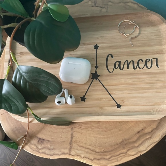 Wooden Valet Tray | Zodiac theme Jewelry catch all bamboo tray | Cancer - Picture 2 of 4
